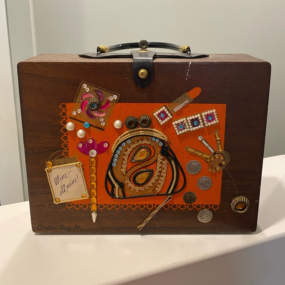 Vintage 1960s “Mine - All Mine!” Wooden Money bag